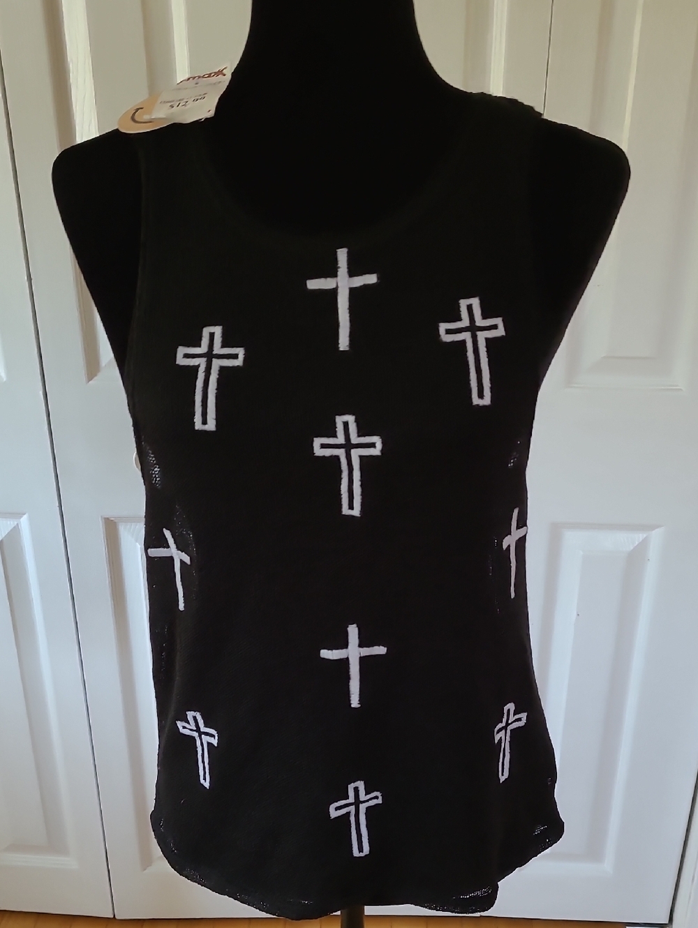 The Classic Black Tank Top with White Crosses